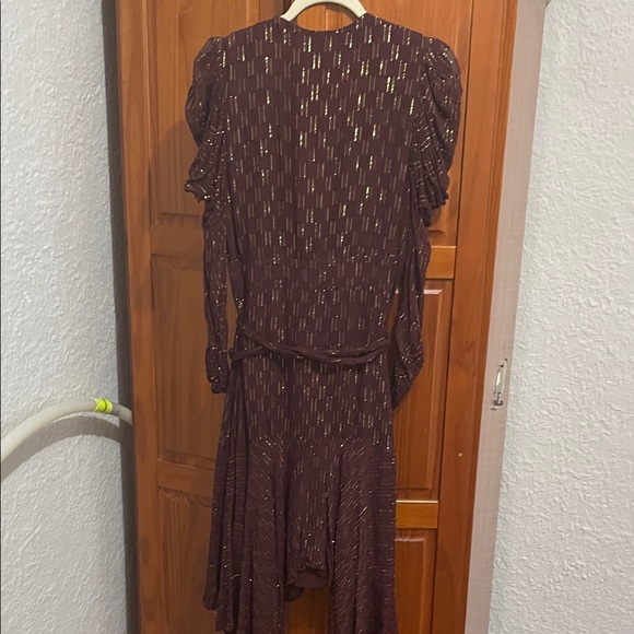 Walter Baker sz s Burgundy Dress with Gold sheer wrap dress - Picture 7 of 7
